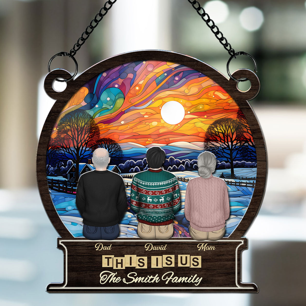 Custom Family Hanging Decor, Christmas Gift for Family Members • Family Forever And Ever - Personalized Suncatcher