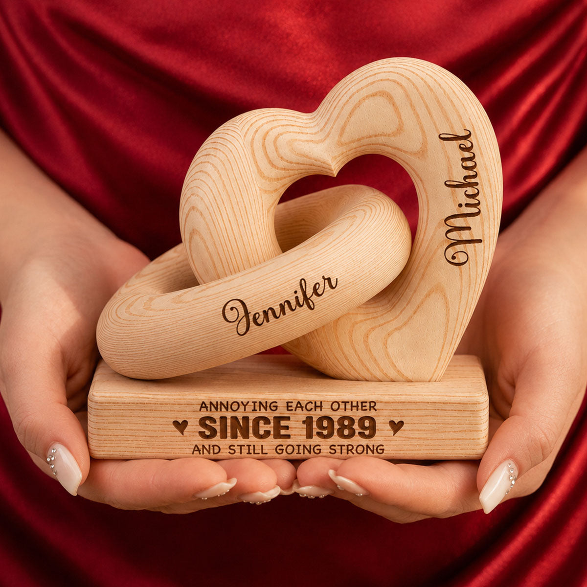 Annoying Each Other - Personalized Heart Sculpture With Base