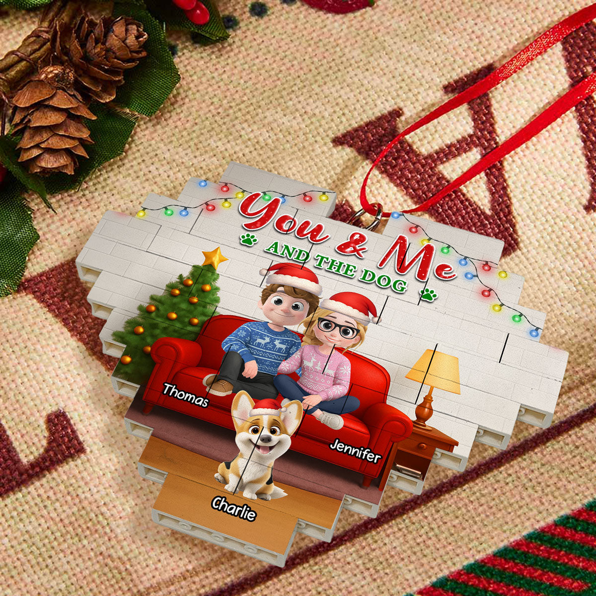 Custom Family Ornament, Christmas Gift for Family Members •  In The Same Home - Personalized 3D Effect Heart Puzzle Ornament