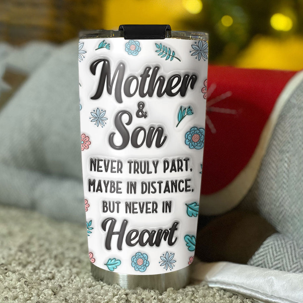 Custom Father's Day Birthday Gifts For Son • Love Remains Despite The Miles - Personalized 3D Inflated Effect Tumbler