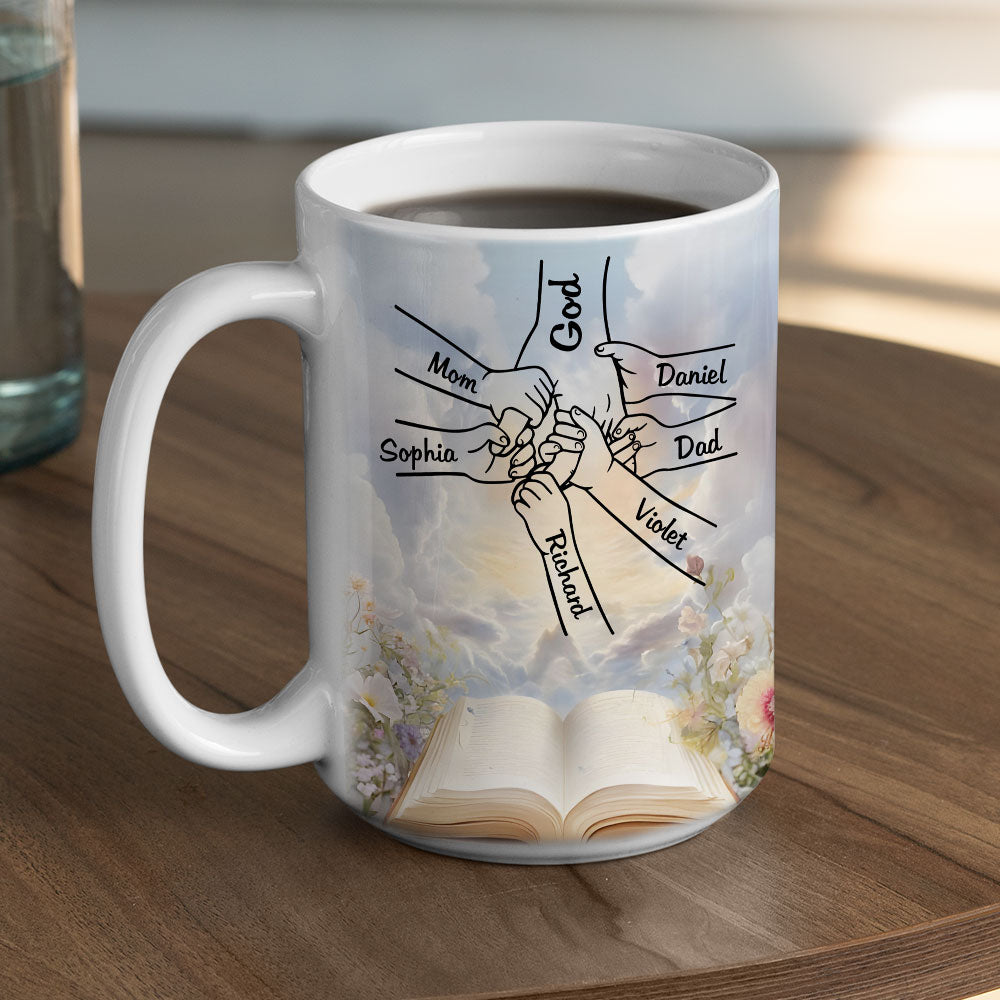 Custom Christmas & Birthday Gift for Mom • God Holds Our Hands - Personalized Coffee Mug
