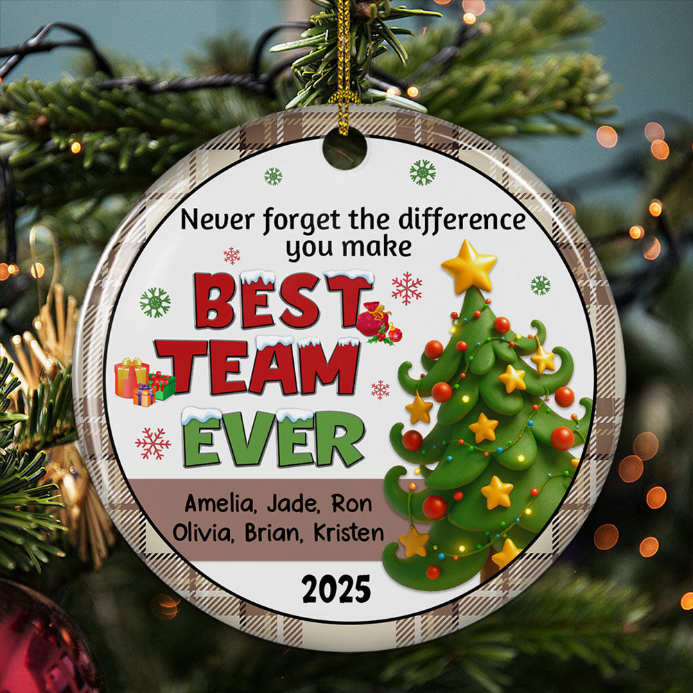 Custom Coworker Christmas Ornament, Team Appreciation Gift •  Grateful For Our Amazing Team - Personalized Ceramic Ornament