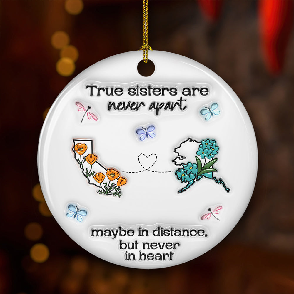 Custom Friendship Christmas Ornament, Best Friend Gift •  Always Close At Heart - Personalized 3D Inflated Effect Ceramic Ornament