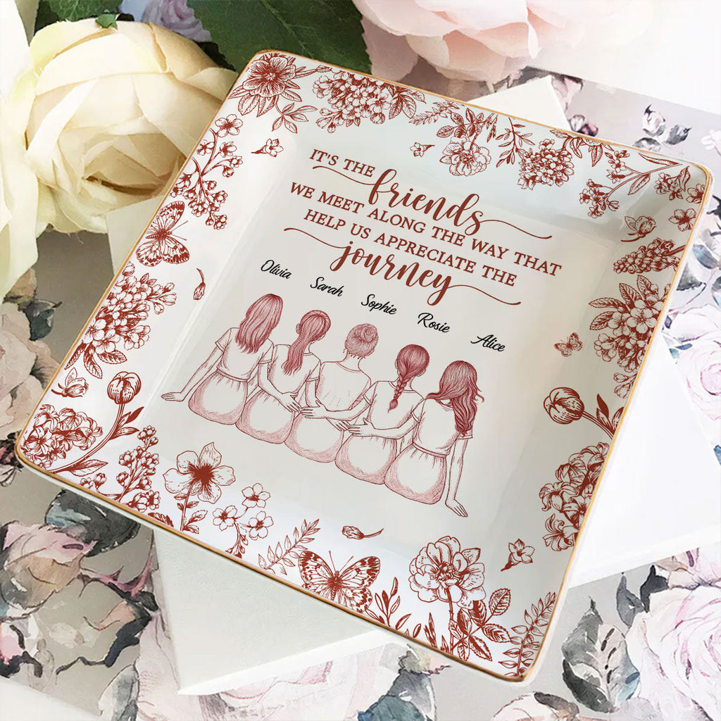 Custom Bestie Trinket Dish, Birthday Christmas Gift For Best Friend • The Journey Means More Together - Personalized Jewelry Dish
