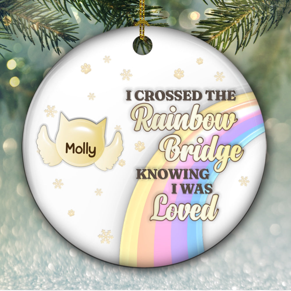 Custom Keepsake Christmas Ornament •  Crossed The Rainbow Bridge - Personalized 3D Inflated Effect Ceramic Ornament