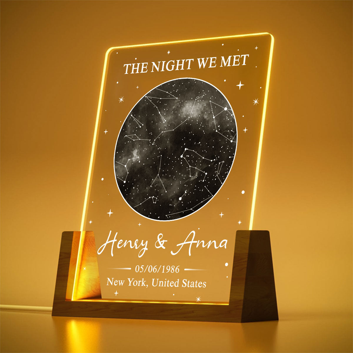 Custom Anniversary, Wedding, Christmas Gift For Husband, Him• The Night We Met - Personalized Night Light