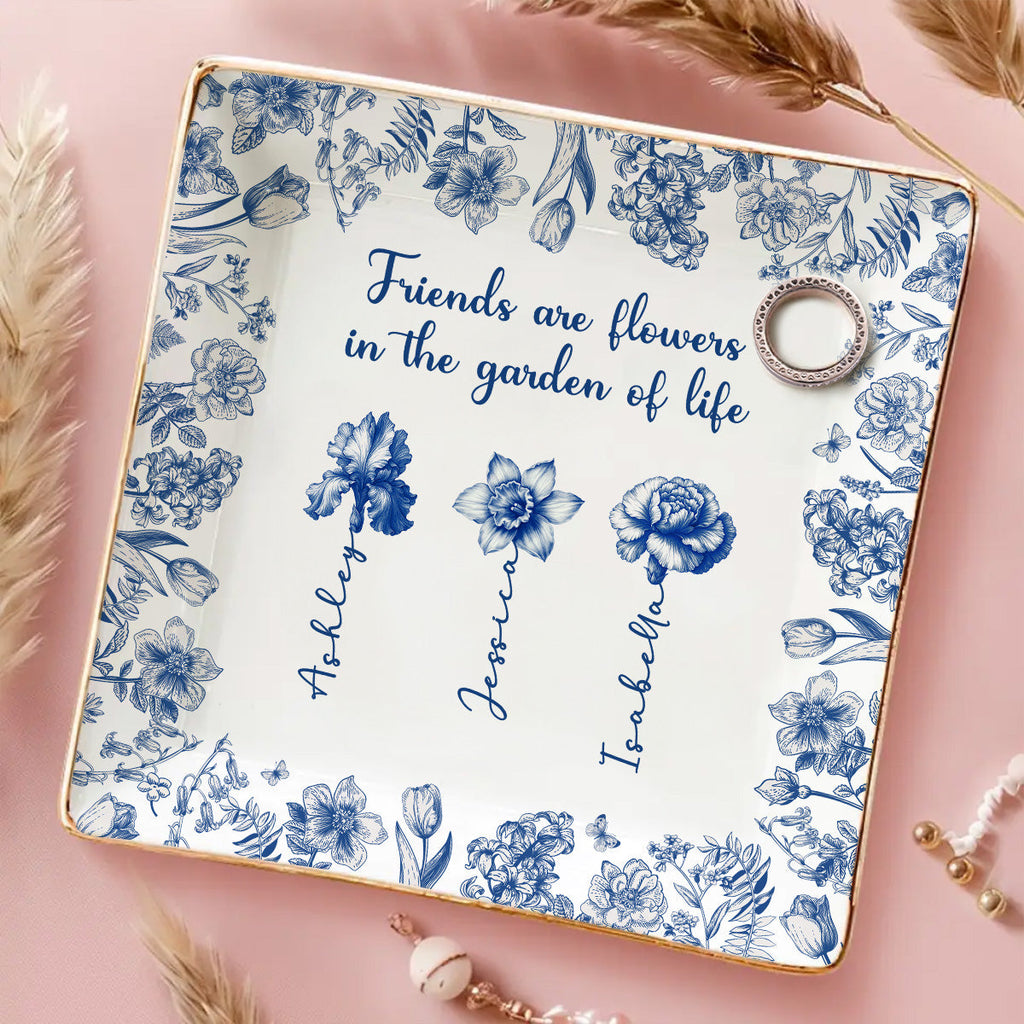 Custom Bestie Trinket Dish, Birthday Christmas Gift For Best Friend • Friends Are Sunshine For Souls - Personalized Jewelry Dish