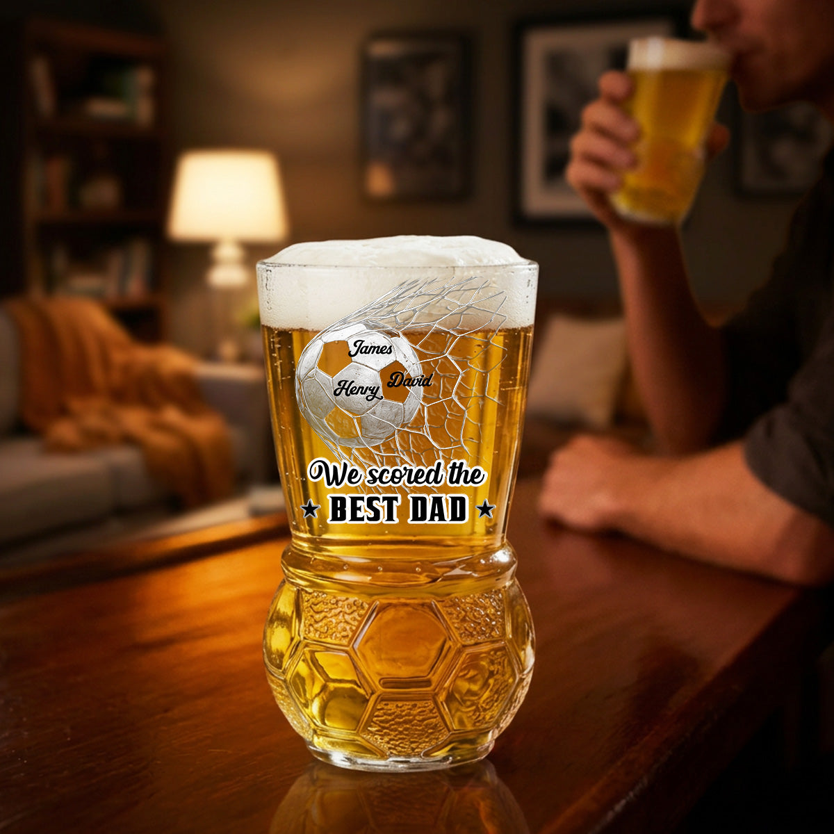 We Scored The Best Dad - Personalized Football Beer Glass