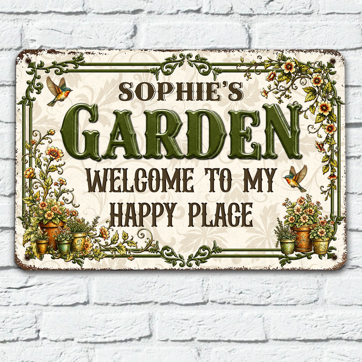 Custom Self-Care Garden Sign, Outdoor Lawn & Plant Decor • Garden House - Personalized Metal Sign