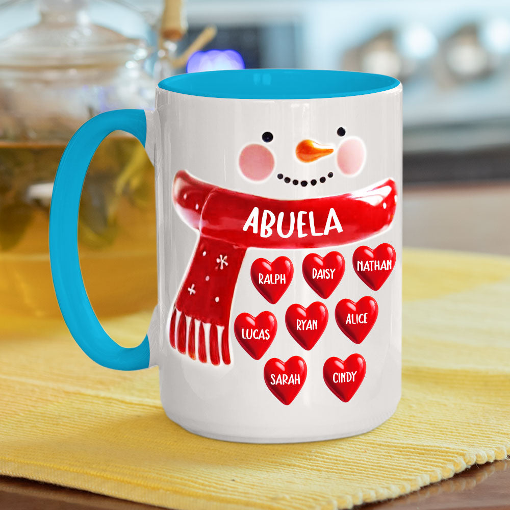 Custom Christmas & Birthday Gift For Grandma • Snowman Grandma - Personalized 3D Inflated Effect Accent Mug