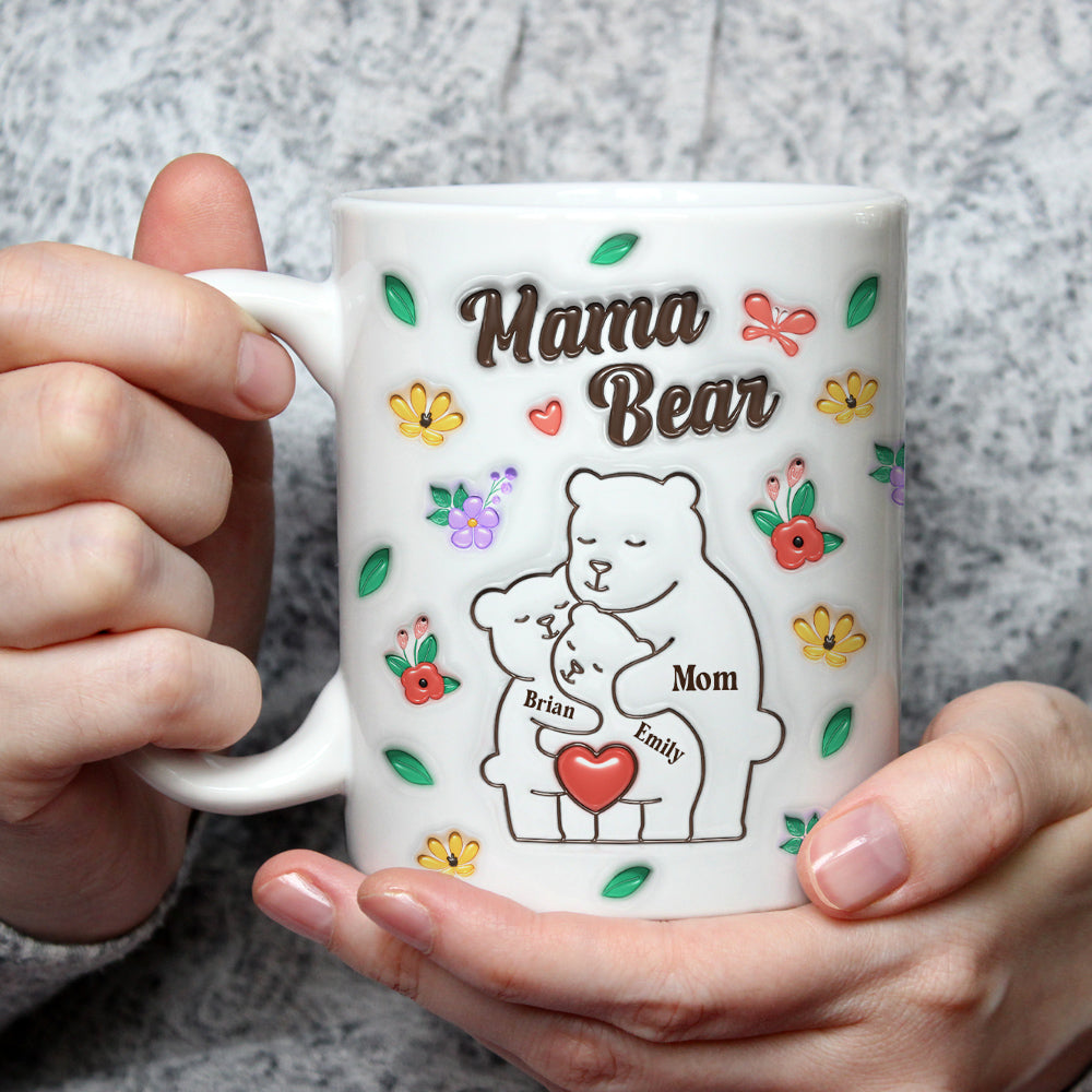 Custom Mother's Day Gift for Mom & Grandma • Mama Bear - Personalized 3D Inflated Effect Mug
