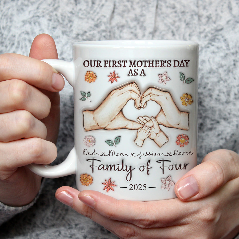 Custom Christmas & Birthday Keepsake Gift • Our First Mother Day - Personalized 3D Inflated Effect Mug