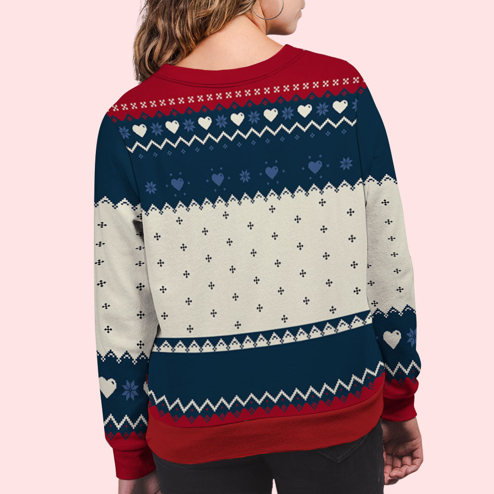 Custom Grandma Christmas Sweatshirt, Gift for Mothers • This Grandma Mom Belongs To Pixel - Personalized All-Over-Print Sweatshirt