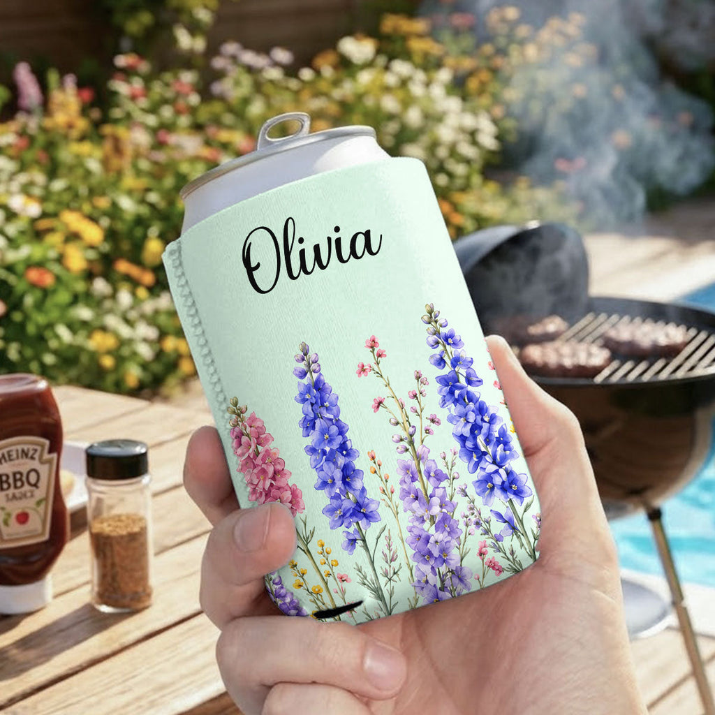 Birth Month Flowers - Personalized Skinny Can Cooler