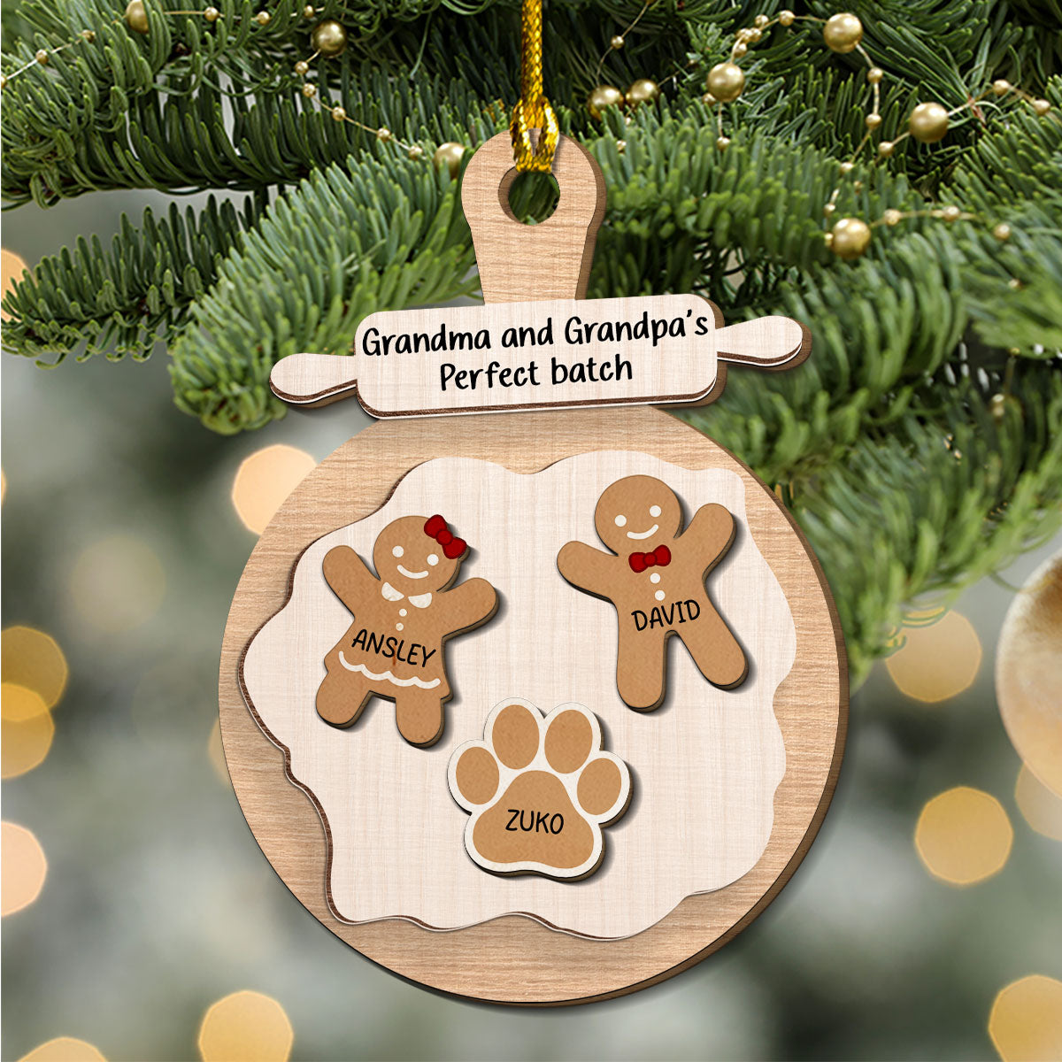 Custom Family Ornament, Christmas Gift for Family Members •  Perfect Batch Of Nana And Papa - Personalized Freeshape 2-Layered Wood Ornament