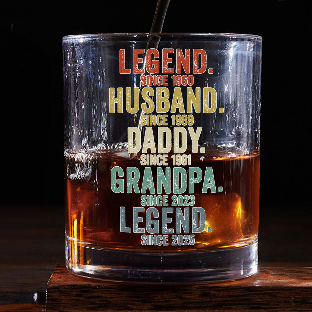 Custom Father's Day Birthday Gifts for Dad • Legend Husband Dad Papa - Personalized Whiskey Glass