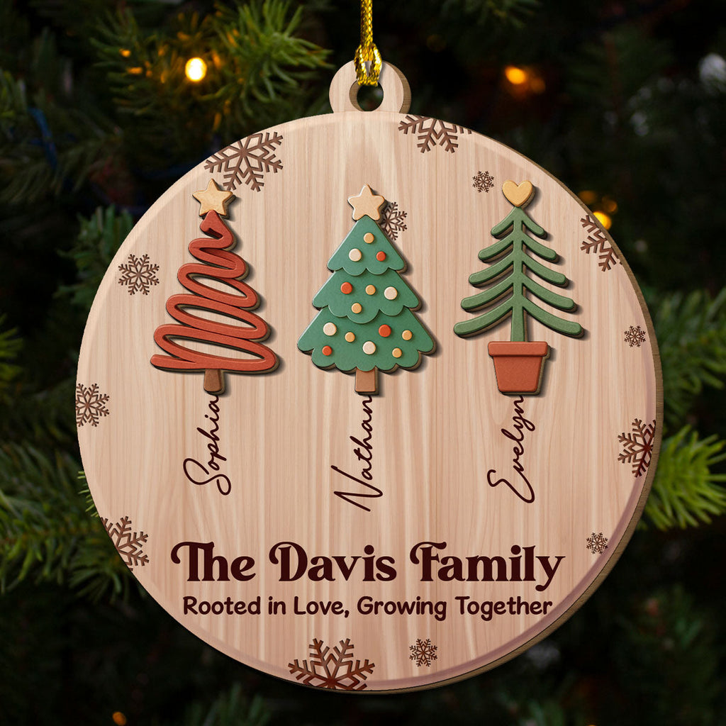 Custom Family Ornament, Christmas Gift for Family Members •  Love Makes Our Roots Strong - Personalized 2-layered Wood Ornament