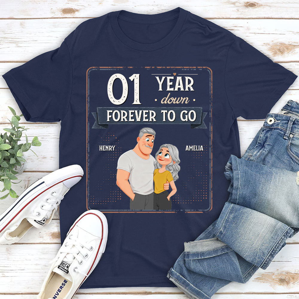 Custom Christmas Anniversary Keepsake Gifts For Husband • Years Down Forever To Go - Personalized Shirt