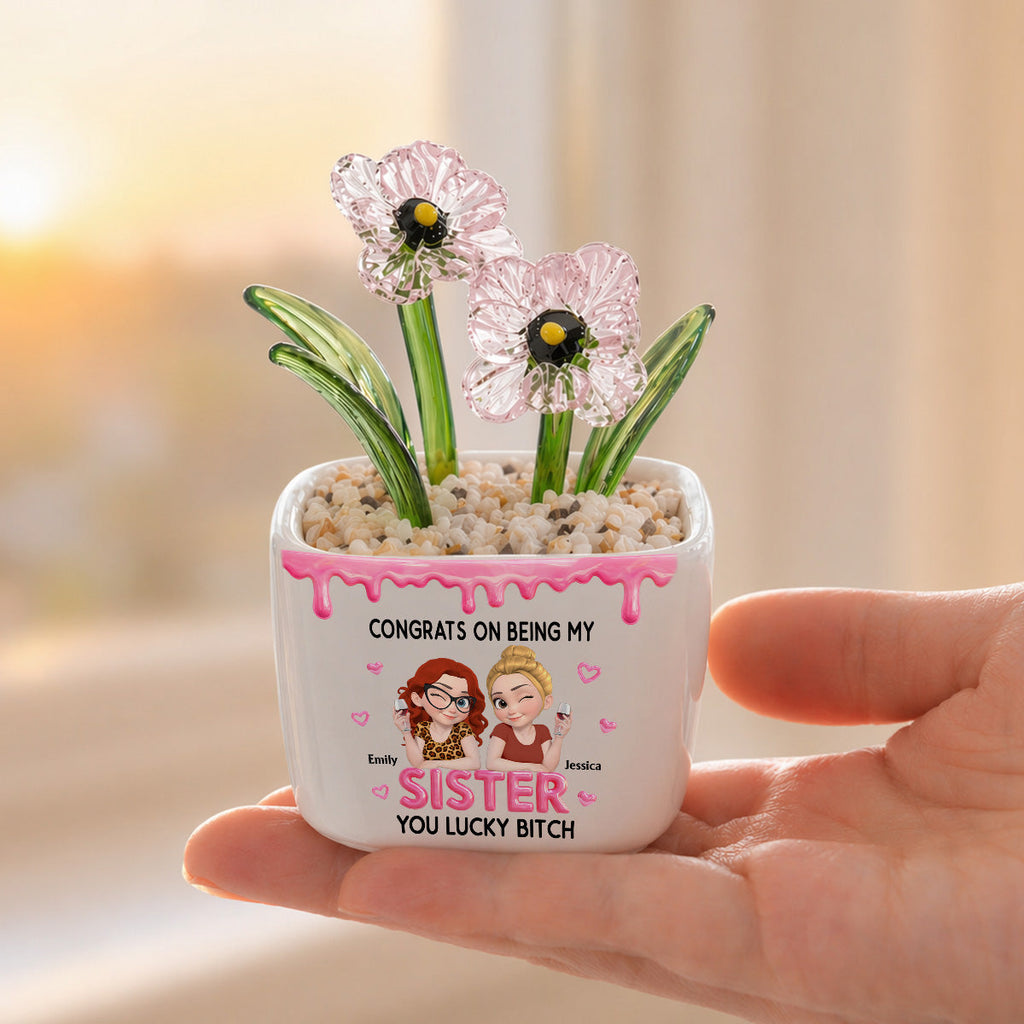 Congrats My Sister - Personalized Glass Birth Month Flower
