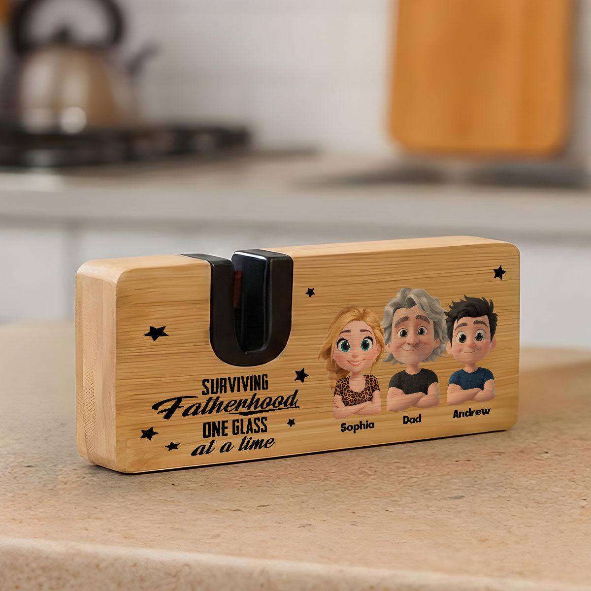 Surviving Fatherhood - Personalized Opener Sharpener Stowel