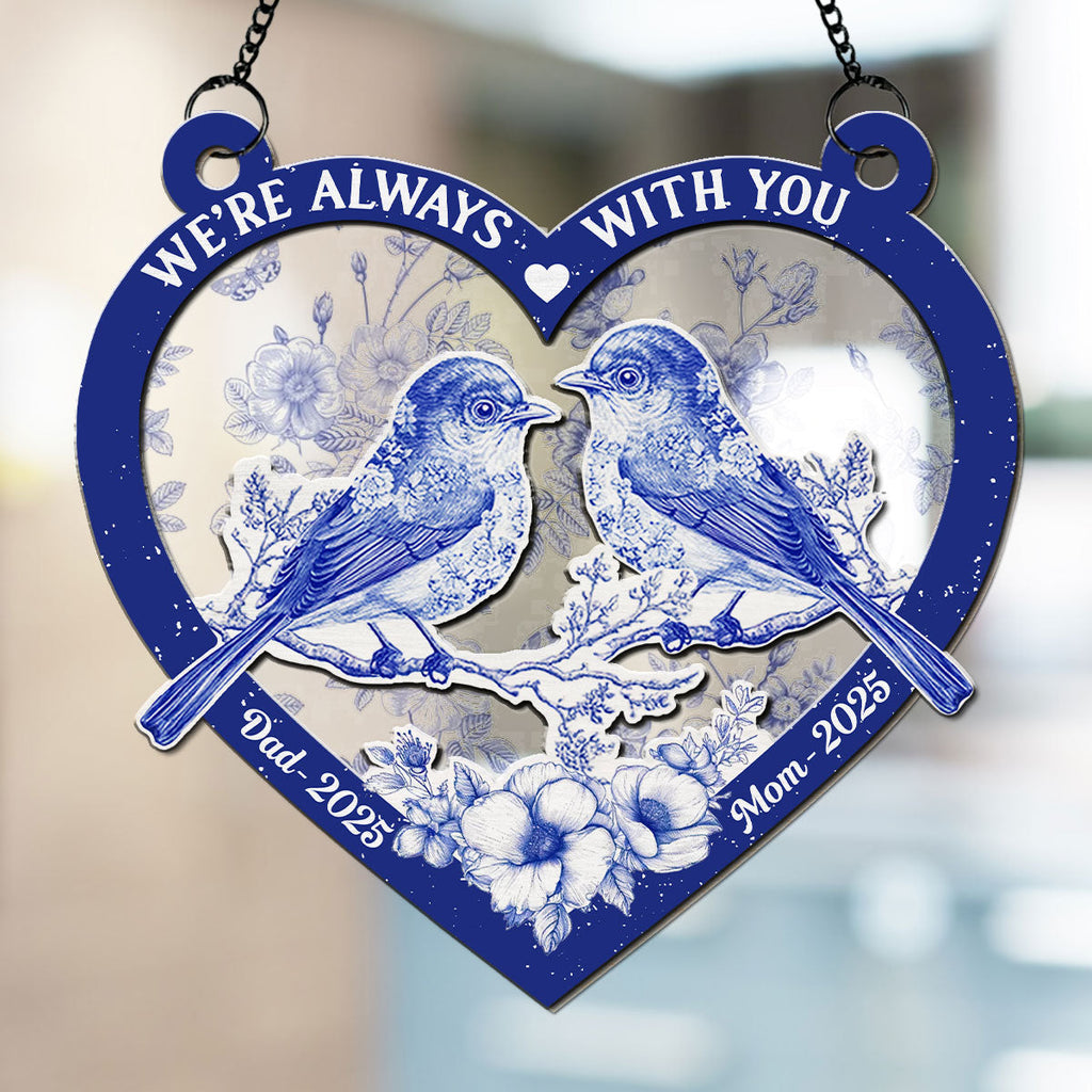 Custom Name Memorial Hanging Decor, Remembrance Keepsake • They Fly Beside Us Everyday - Personalized Suncatcher