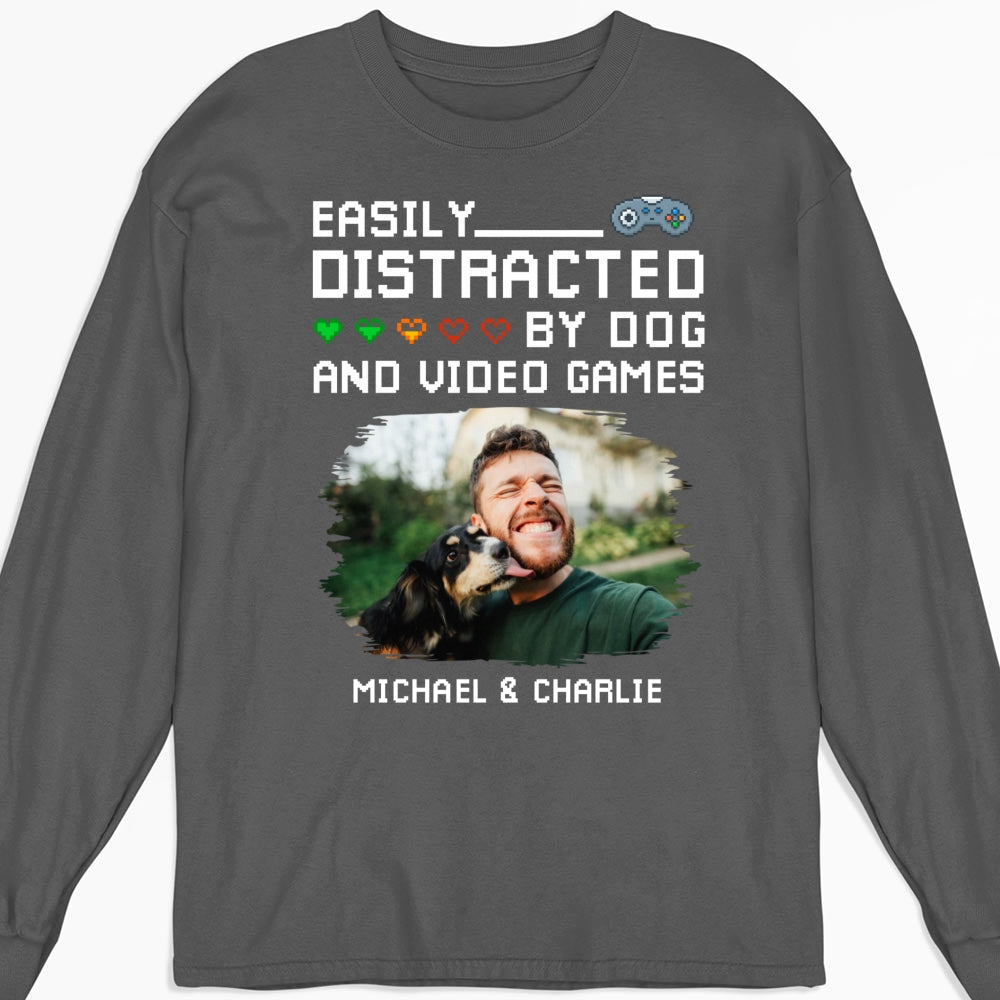 Custom Photo Christmas Anniversary Keepsake Gifts For Husband • Pause Game Pet Dog Photo - Personalized Shirt