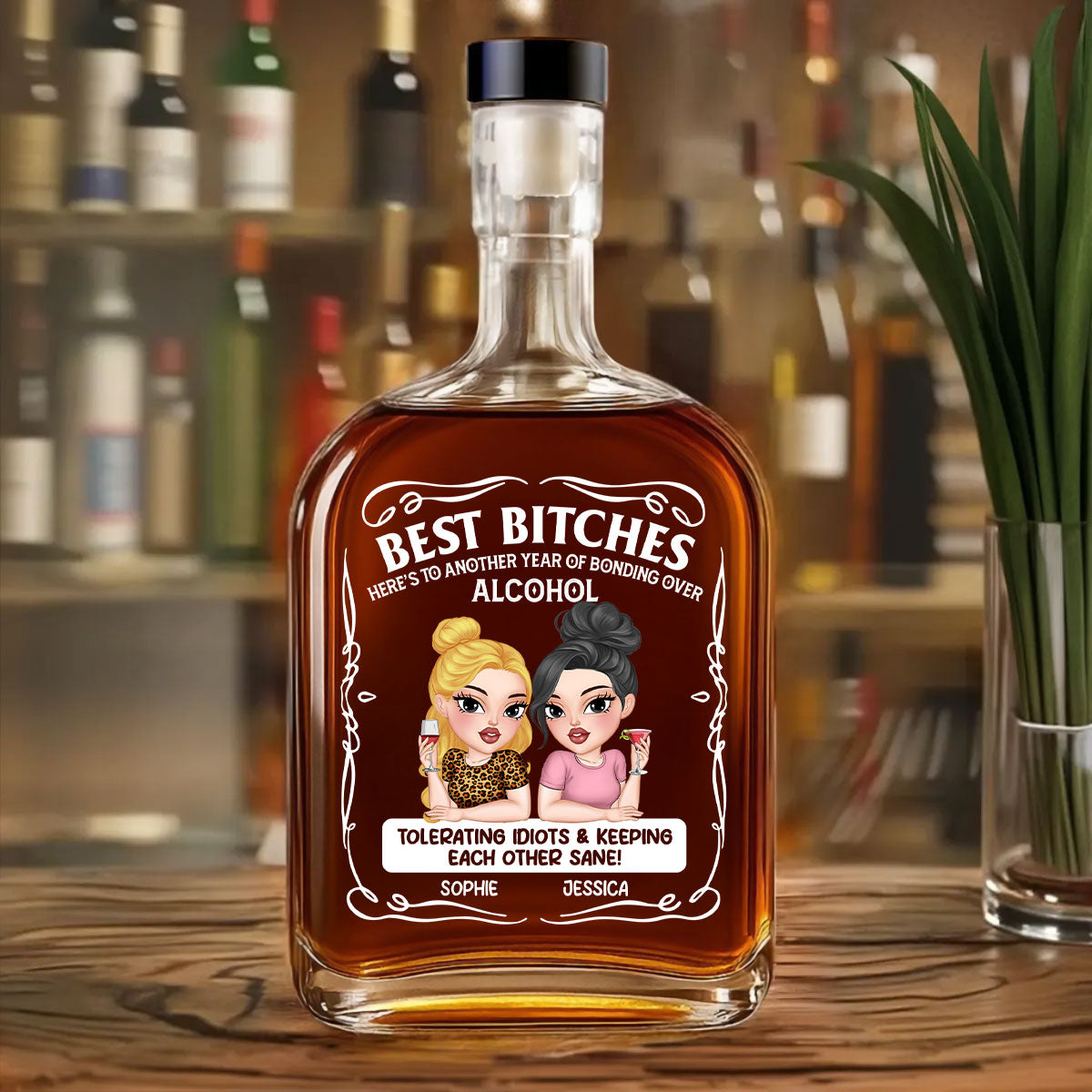 Keeping Each Other Sane Bestie - Personalized Spirits Decanter