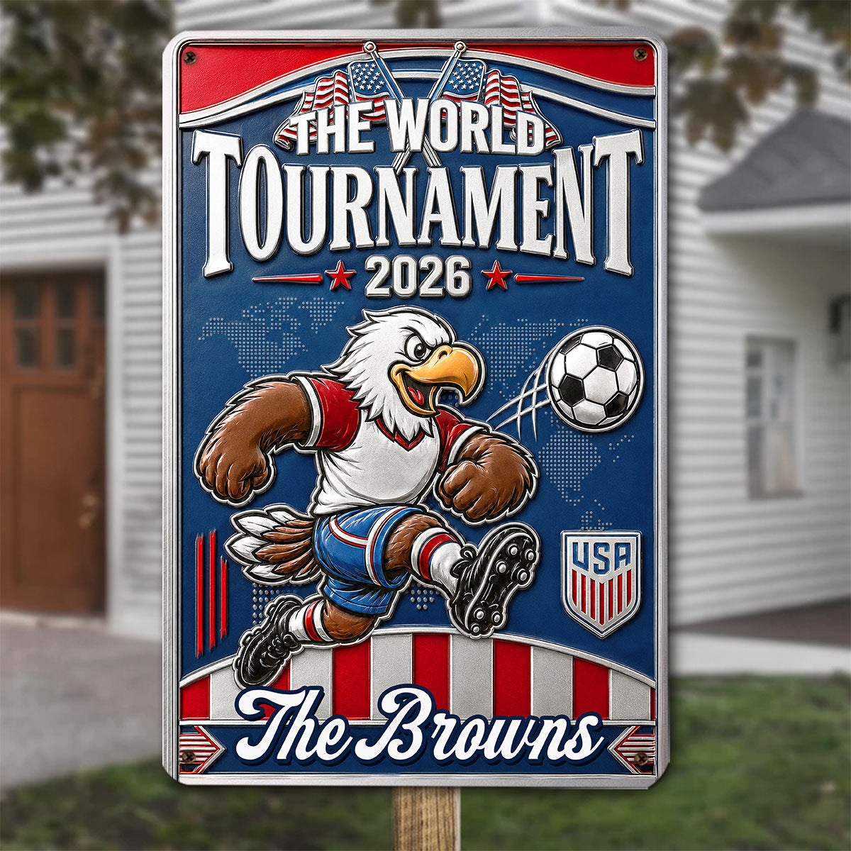 Custom Home & Wall Decor, Birthday & Christmas Gift • Hosted By America - Personalized 3D Inflated Effect Metal Sign