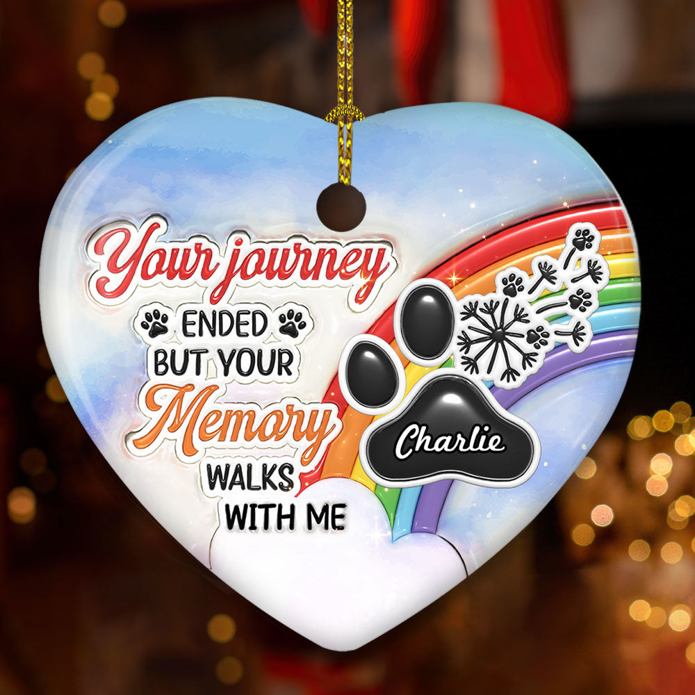 Custom Keepsake Christmas Ornament •  Your Memory Walks With Me - Personalized 3D Inflated Effect Ceramic Ornament