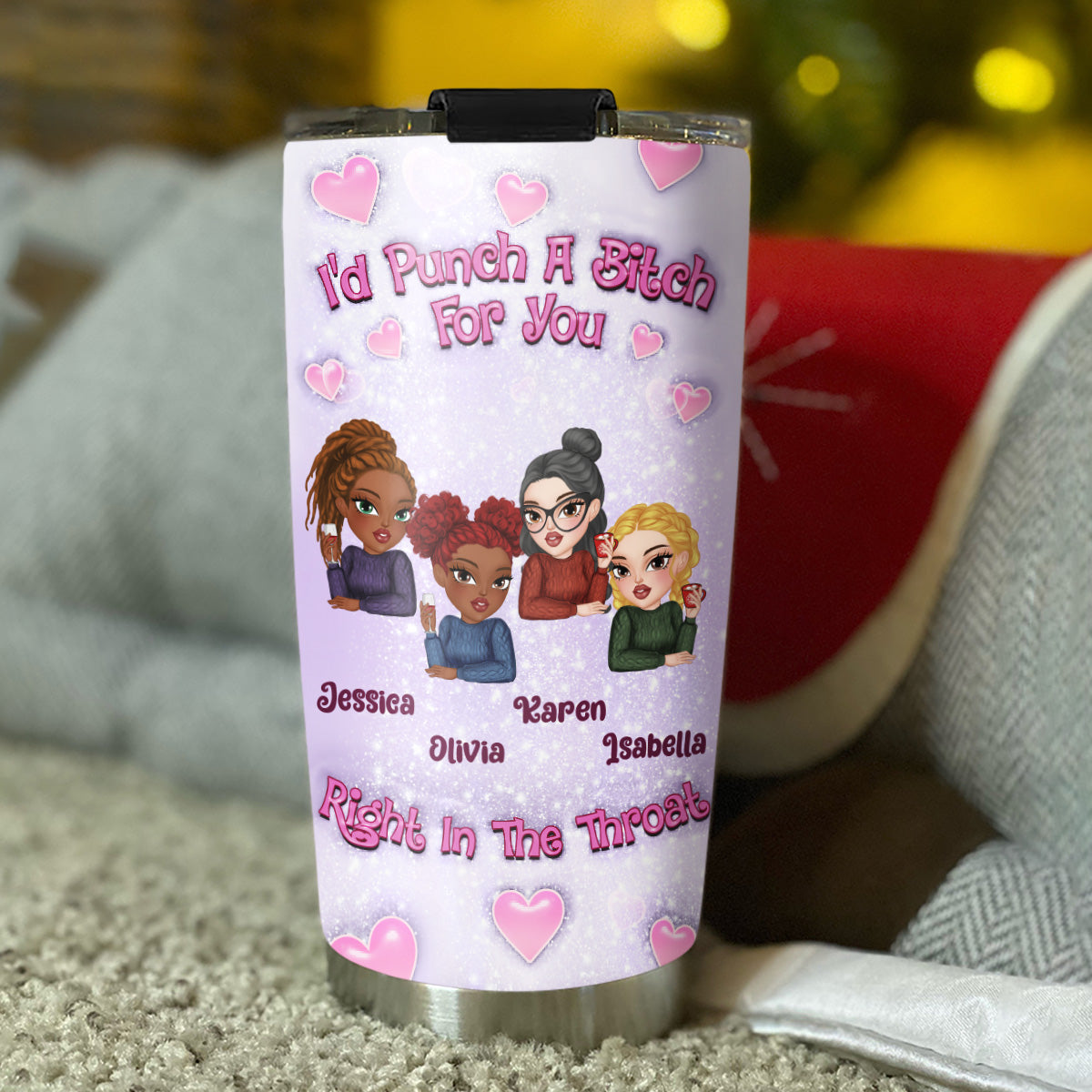 Custom Christmas Birthday Gifts For Best Friend • Bestie Together - Personalized 3D Inflated Effect Tumbler