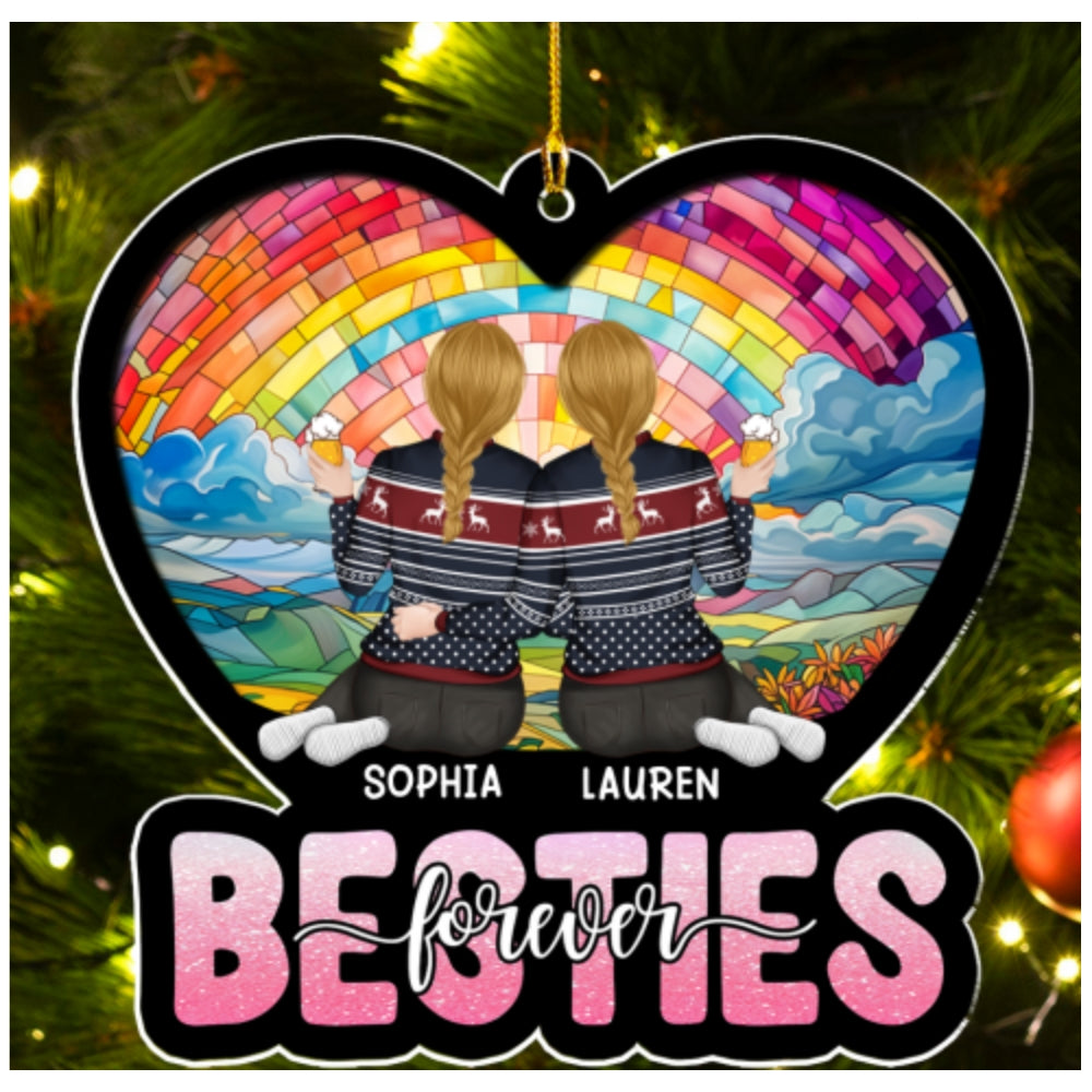 Custom Friendship Christmas Ornament, Best Friend Gift •  Christmas Besties - Personalized Acrylic Ornament