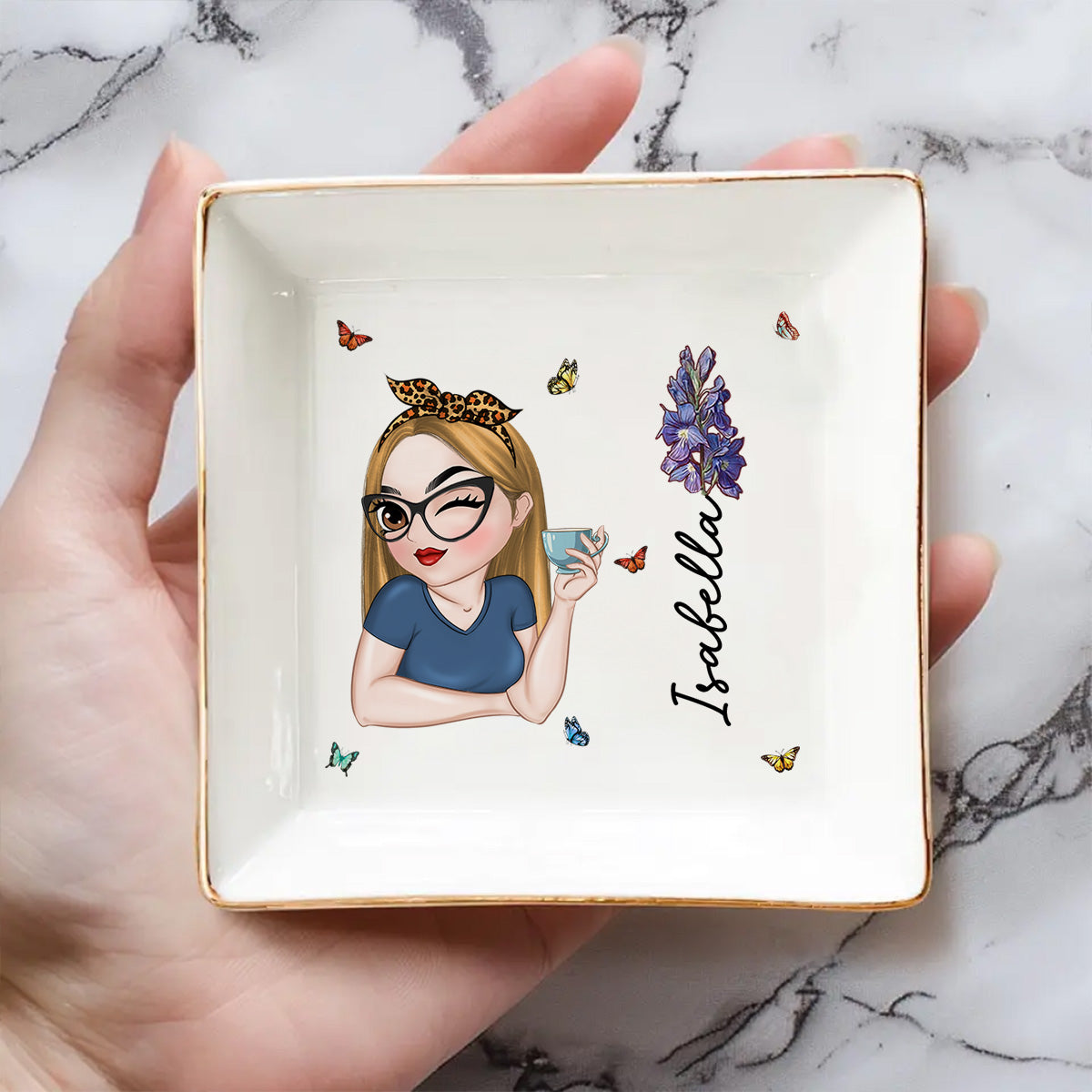 Custom Bestie Trinket Dish, Birthday Christmas Gift For Best Friend • Beautiful Bestie - Personalized Jewelry Dish