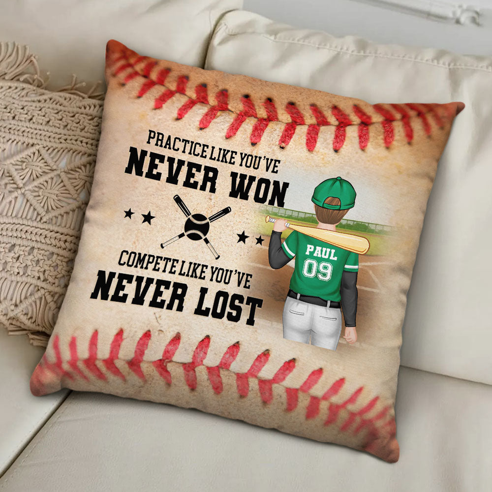 Practice Like You Have Never Won - Personalized Throw Pillow