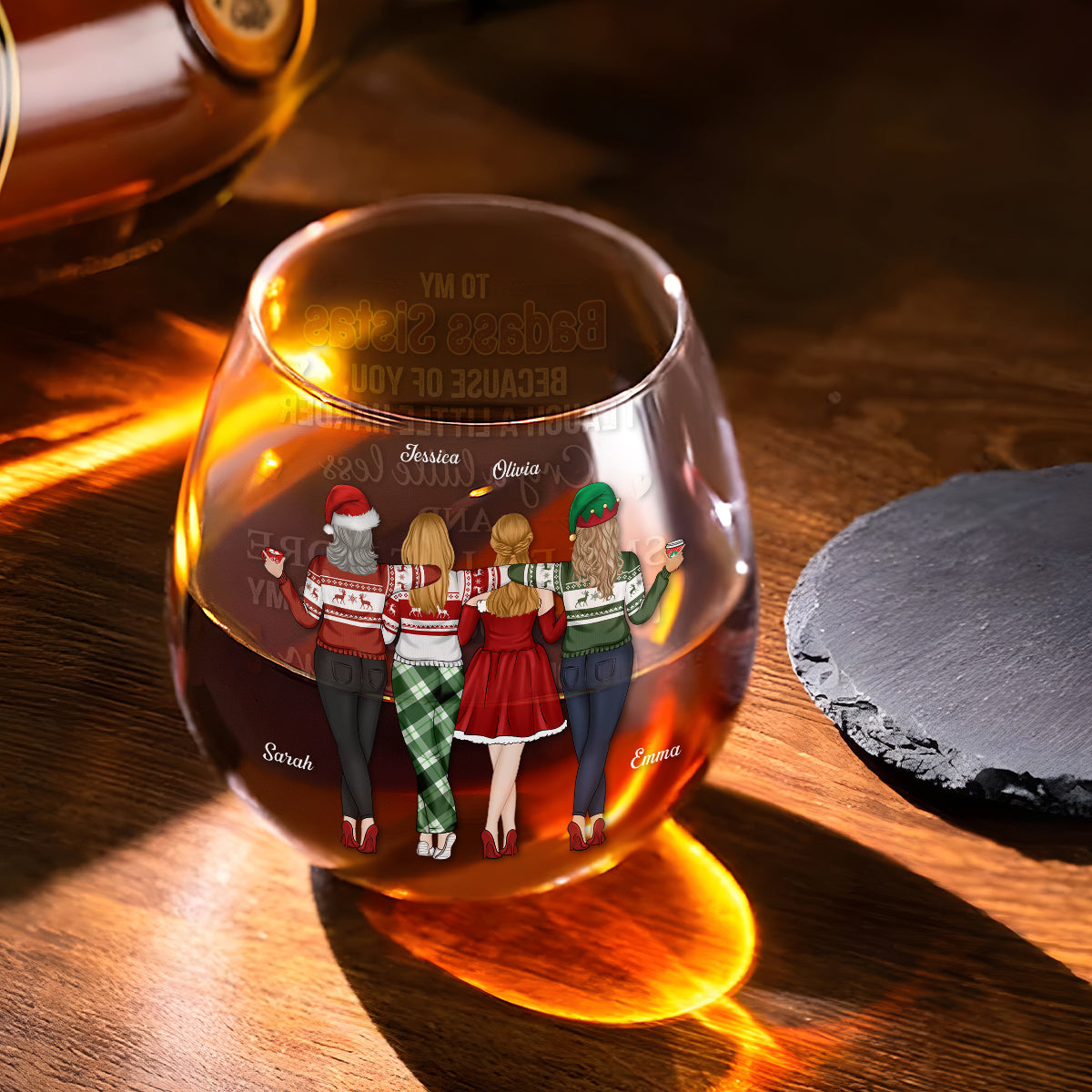 Because Of You I Laugh A Little Harder - Personalized Wine Glass