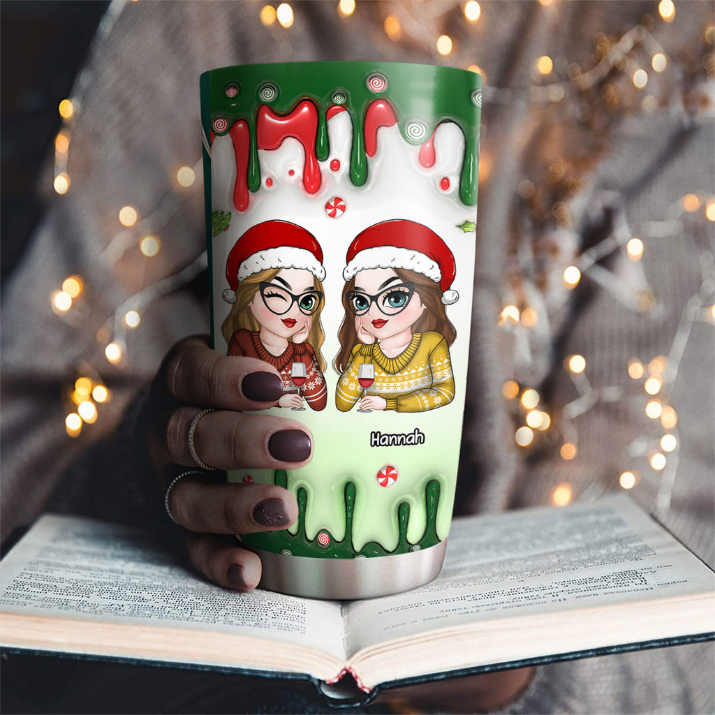 Custom Christmas Birthday Gifts For Best Friend • Merry Christmas My Bestie - Personalized 3D Inflated Effect Tumbler