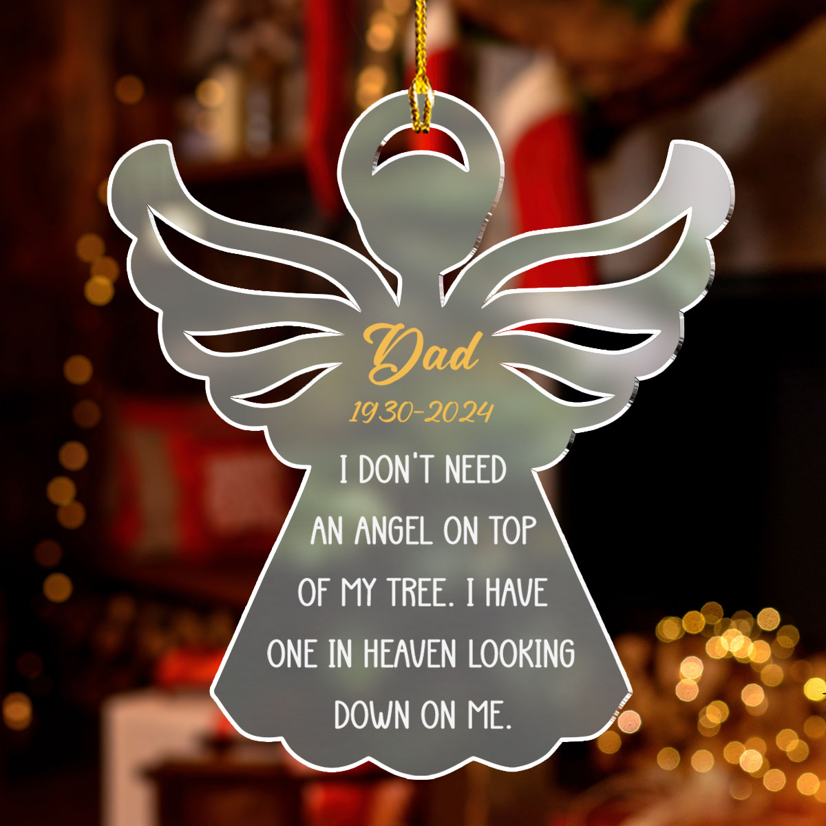 Custom Memorial Christmas Ornament, Sympathy Keepsake •  My Angel - Personalized Frosted Acrylic Ornament