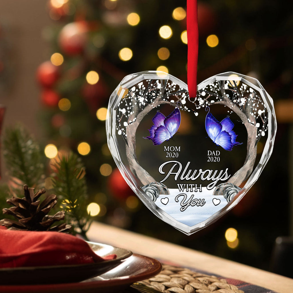 Custom Memorial Christmas Ornament, Sympathy Keepsake •  Beside You Forever - Personalized Glass Ornament
