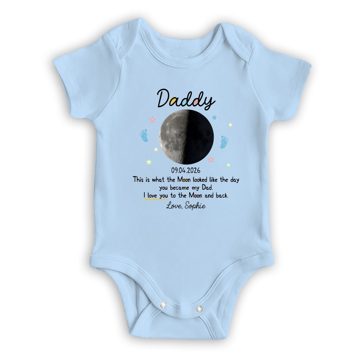 Moon Phase 1st Fathers Day Gift - Personalized Baby Onesie