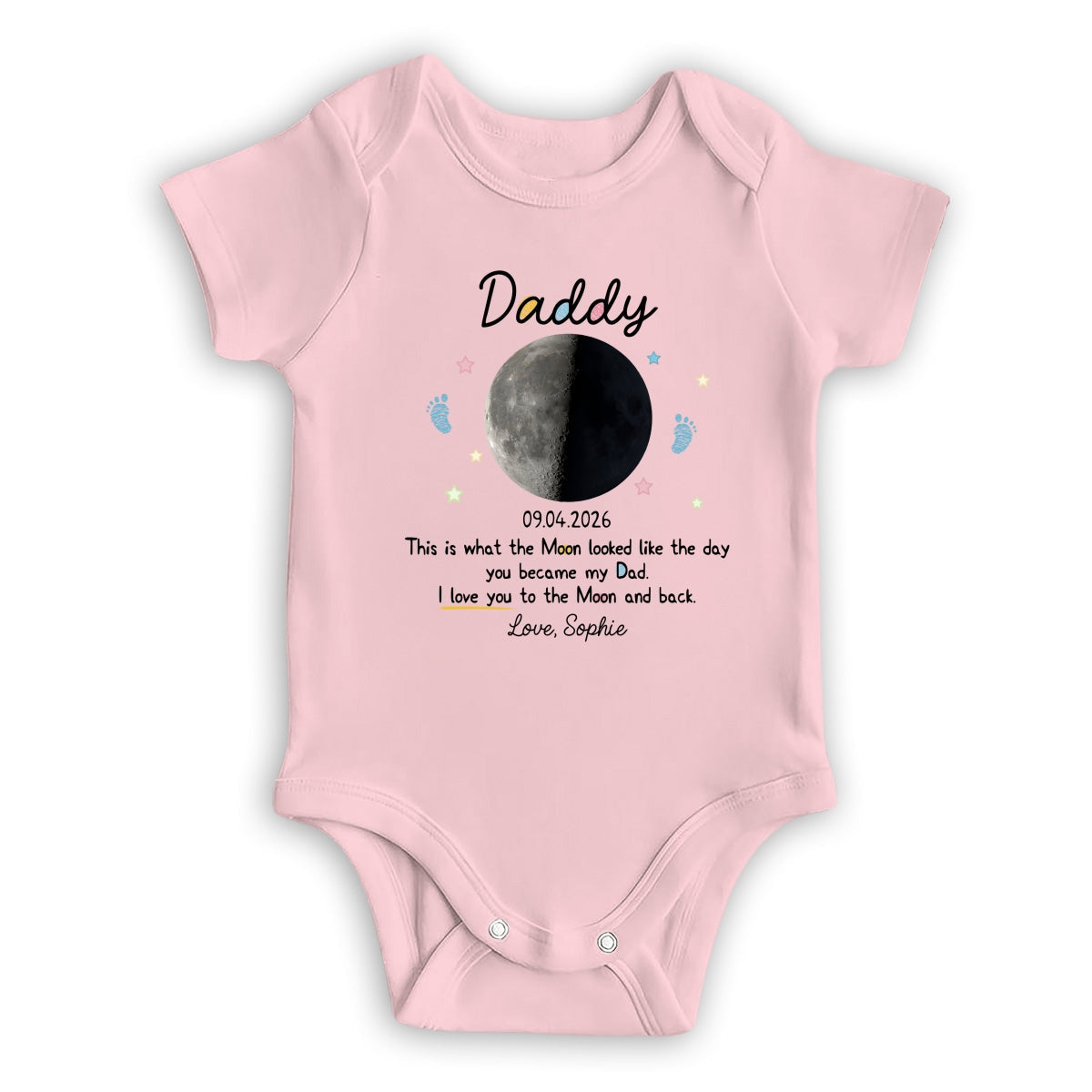 Moon Phase 1st Fathers Day Gift - Personalized Baby Onesie