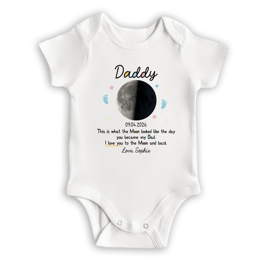 Moon Phase 1st Fathers Day Gift - Personalized Baby Onesie