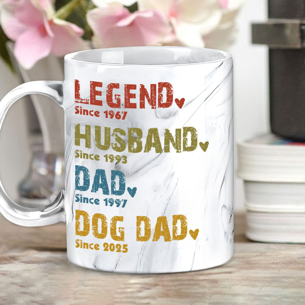 Custom Father's Day, Special Gift for Dad & Grandpa • Legend, Husband, Dad, Grandpa - Personalized Grey Marble Mug