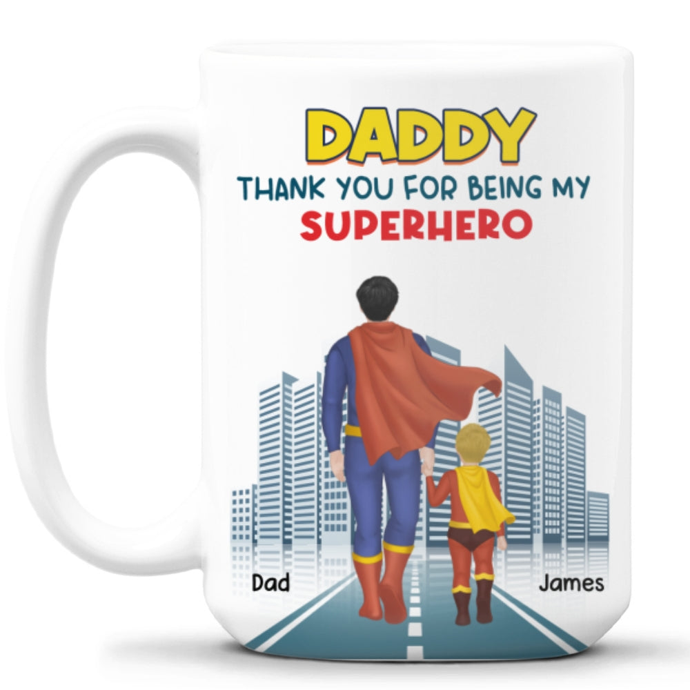 Custom Father's Day, Special Gift for Dad & Grandpa • Dad The Hero - Personalized Coffee Mug