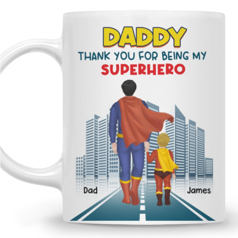 Custom Father's Day, Special Gift for Dad & Grandpa • Dad The Hero - Personalized Coffee Mug