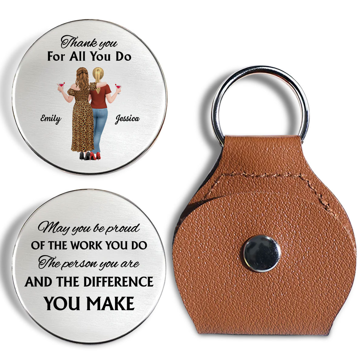 Custom Coin Keychain, Mother's Father's Day Birthday Gift Keepsake • Thank You For All You Do - Personalized Pocket Hug