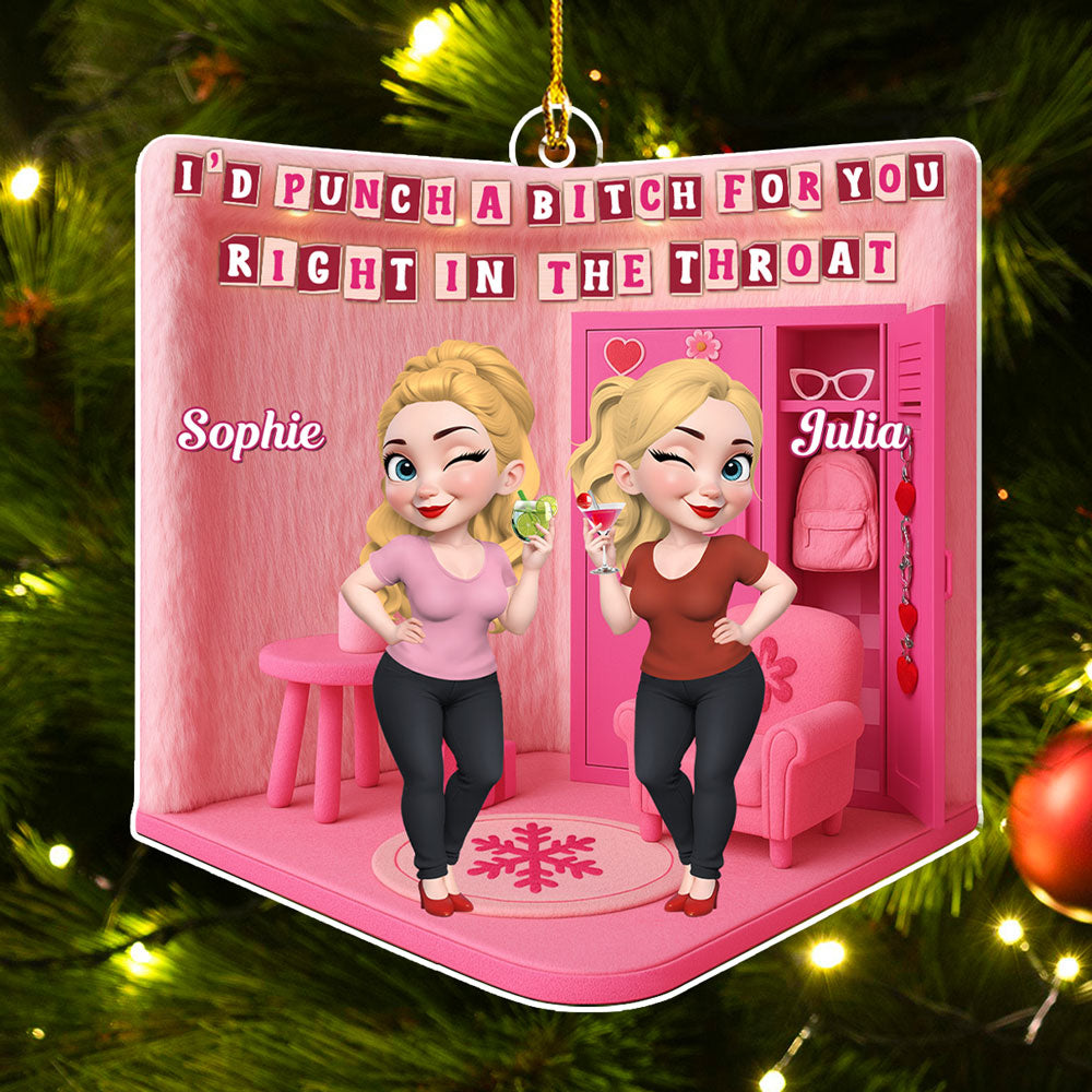 Custom Friendship Christmas Ornament, Best Friend Gift •  Slay All Day Station - Personalized Acrylic Ornament
