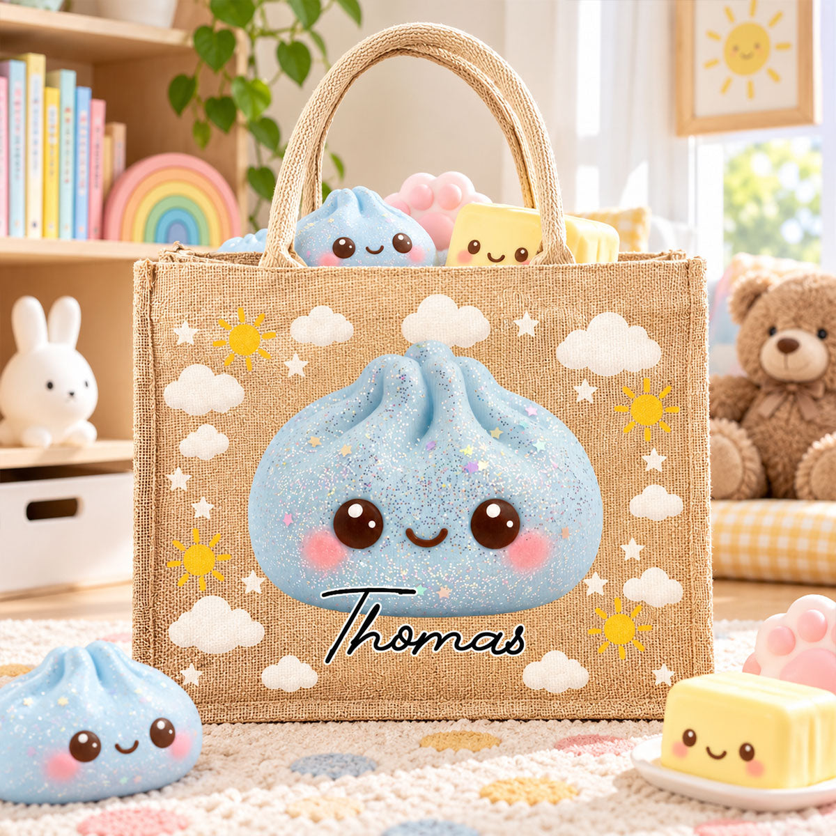 Jolly Little Friend - Personalized Jute Tote Bag