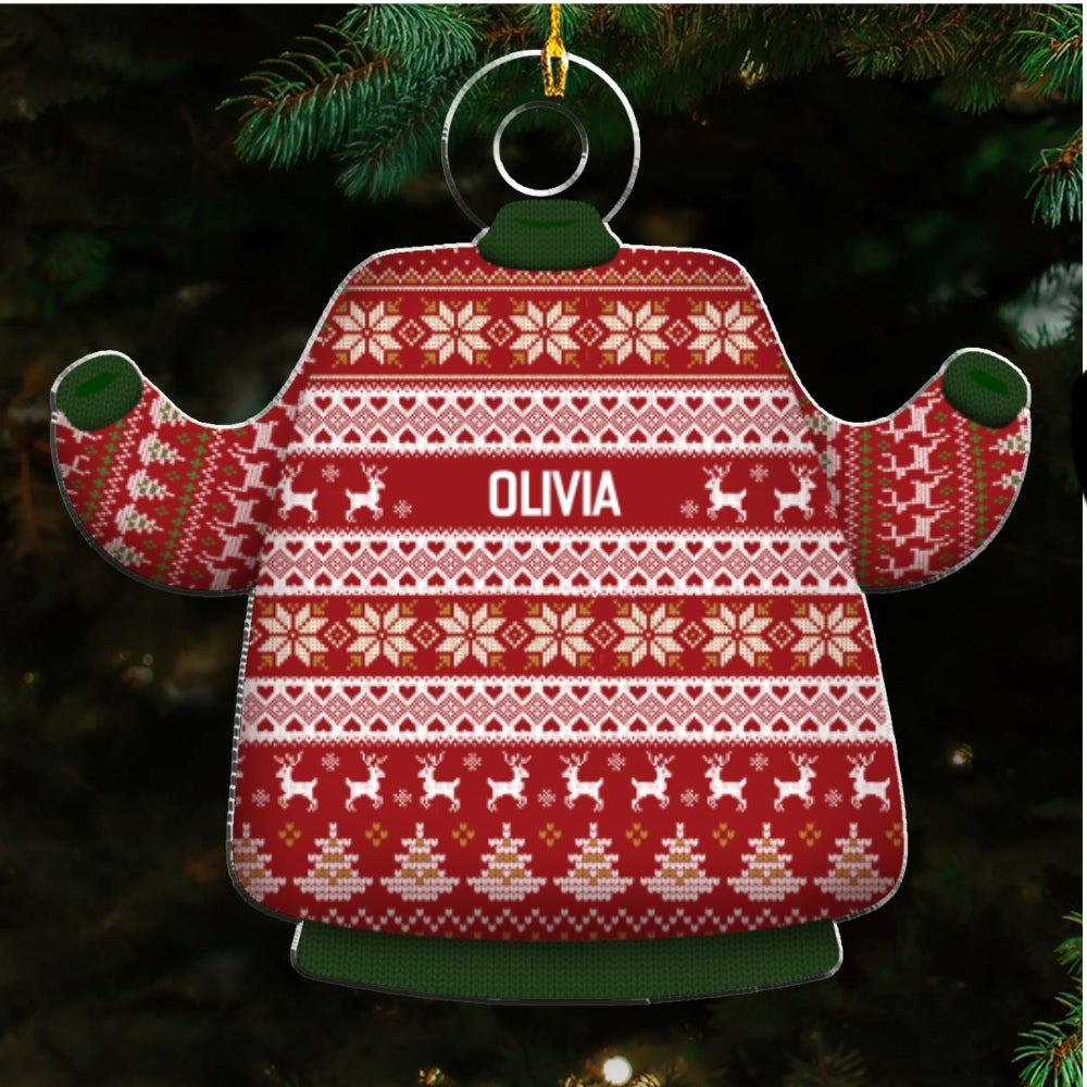 Custom Family Ornament, Christmas Gift for Family Members •  Family Names Festive - Personalized Acrylic Ornament