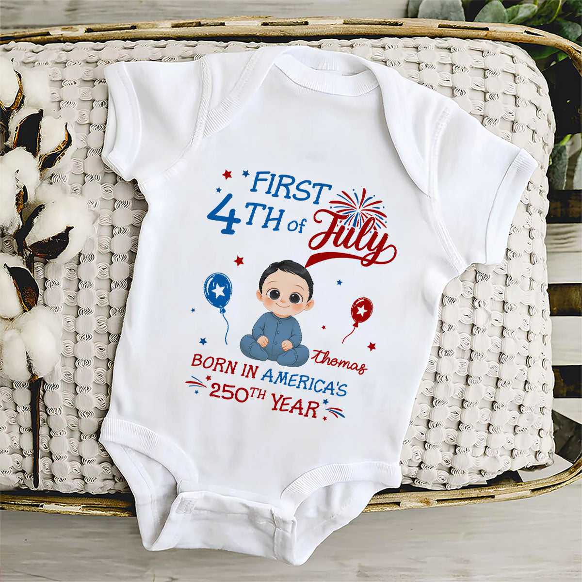 1st 4th Of July - Personalized Baby Onesie