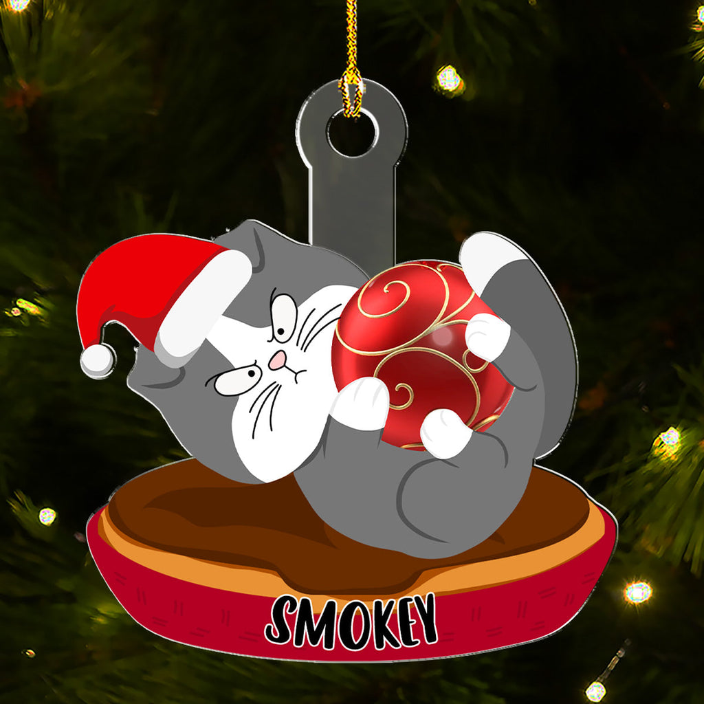 Custom Keepsake Christmas Ornament •  Swinging Cat Ver 2 - Personalized Acrylic Ornament