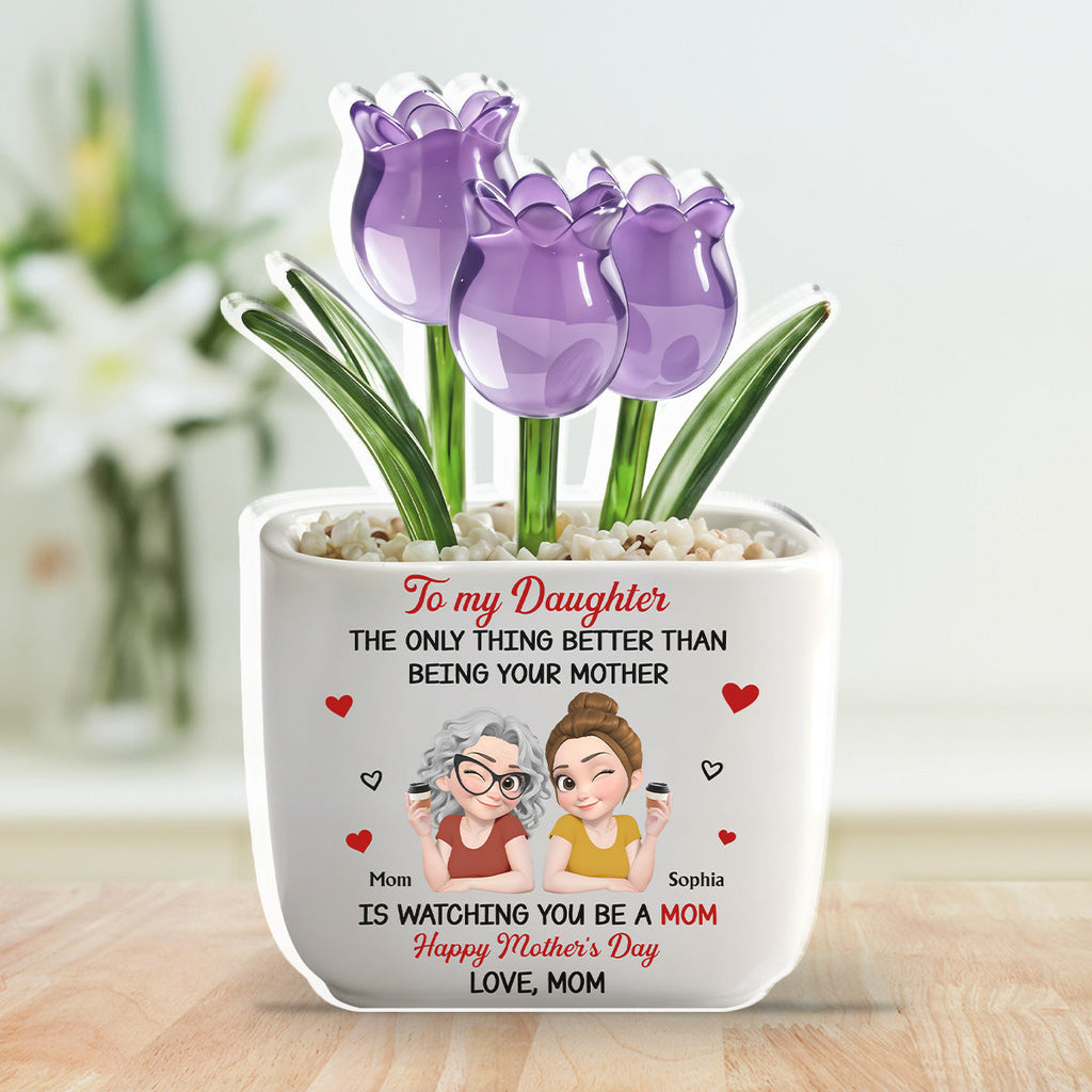 Custom Mother's Day Decor, Gift for Mom & Grandma • Linked Together Cartoon - Personalized Acrylic Plaque